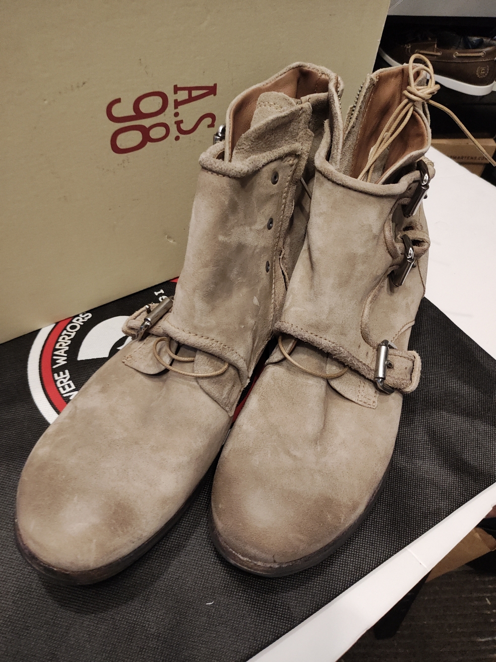 A.S.98 Men's Suede Beige Lace-Up Ankle Boots 11-12